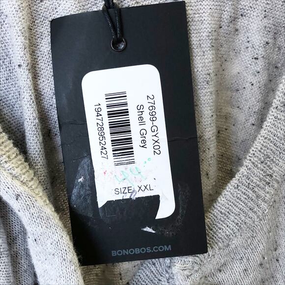 Bonobos Mens Henley Pullover Sweater XXL Shell Grey Hemp Silk Long Sleeve NWT - Picture 8 of 8